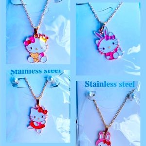 Hello Kitty necklace and earrings set.